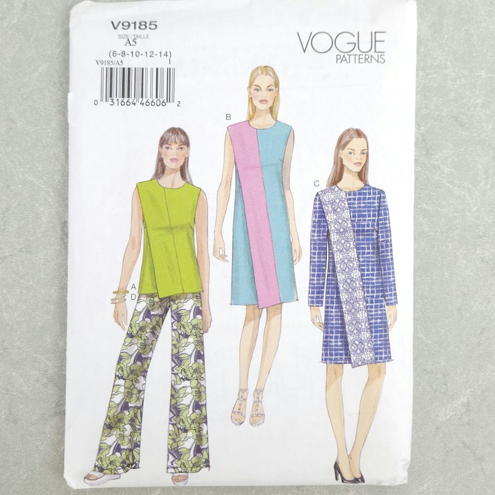 Vogue V9185 Sewing Pattern Misses Top Dress Pants Overlay Polished Casual 6-14